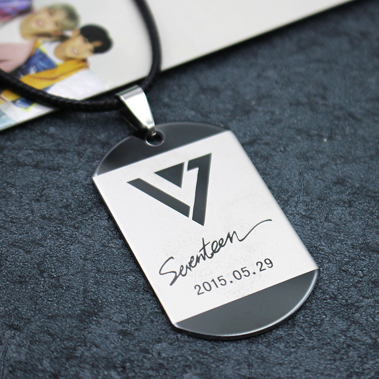 no13热卖学生明星周边饰品批发 流行韩国明星项链 seventeen标志