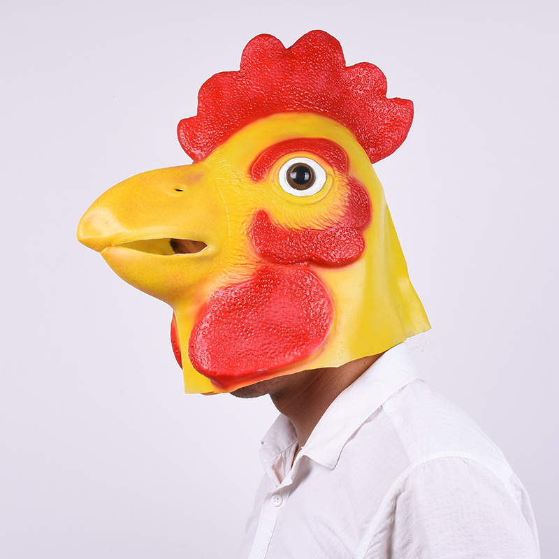 万圣节日化妆舞会搞怪派对cos道具公鸡面具头套动物头套面具道具