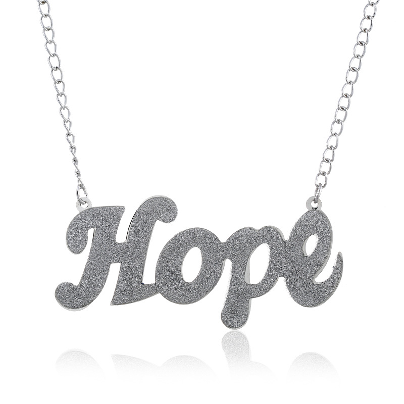 欧美大气锁骨项链时尚hope金属亮片字母项链夸张饰品厂家直销