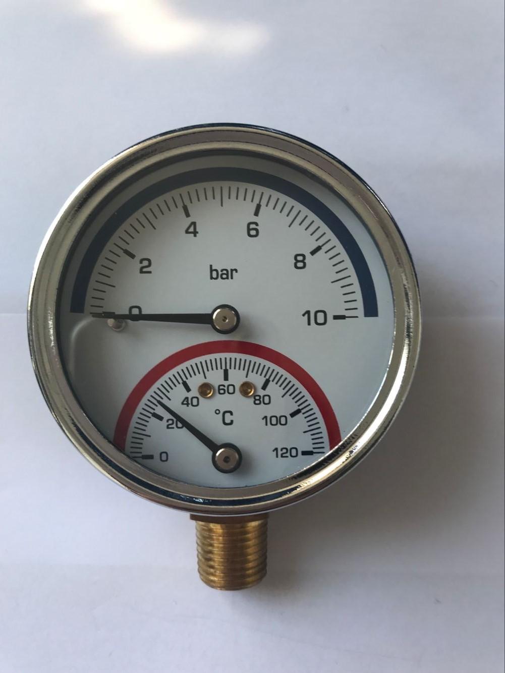 径向多功能温度压力一体表y60mm锅炉管道压力计 不锈钢真空压力表