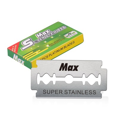 max厂家直销瑞典不锈钢双面刀片老式剃须刀架专用刮胡刀理发刀片