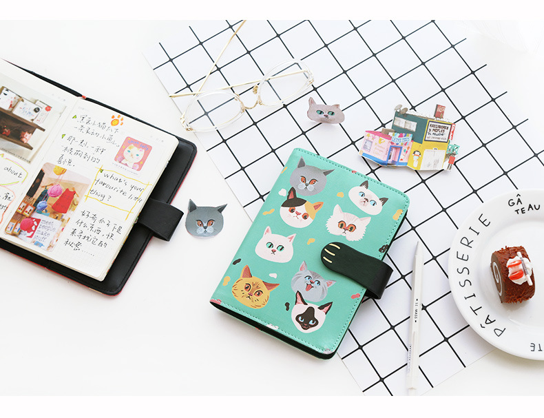 kinbor猫咪手帐本a6计划本笔记本pu皮手账自填式日程日历记事本子
