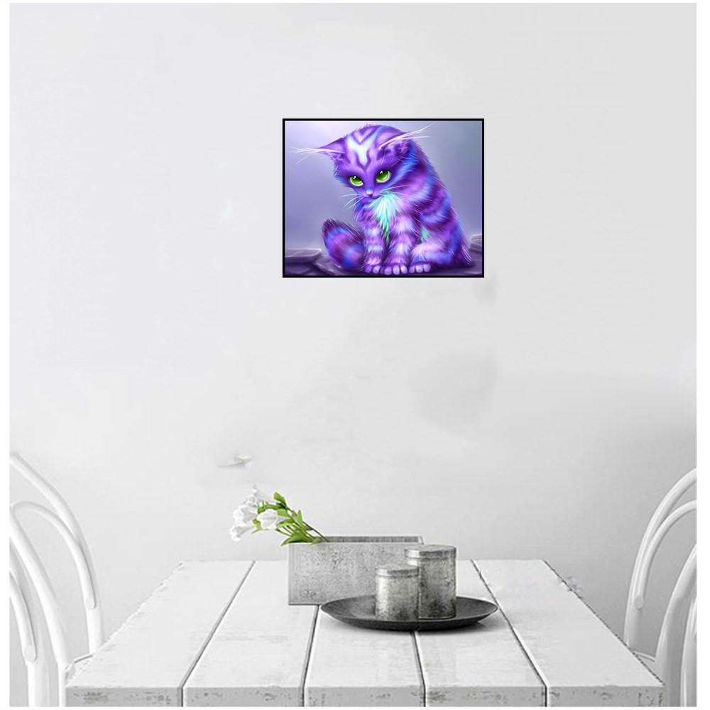 新款 十字绣5d 钻石画 亚马逊速卖通爆款 紫猫 厂家直销