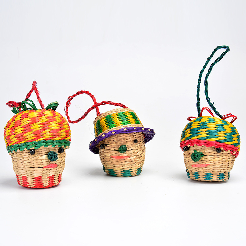 越藤轩 动物挂件 手工草编包挂件 卡通小人偶 混批 4款 随机发货