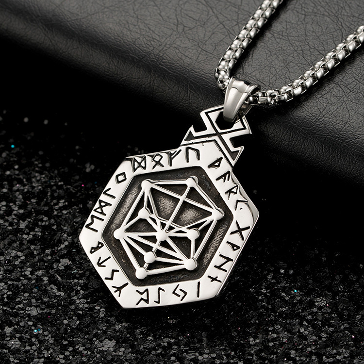 北欧维京守护图腾项链 钛钢复古朋克吊坠 霸气学生潮人配饰定制