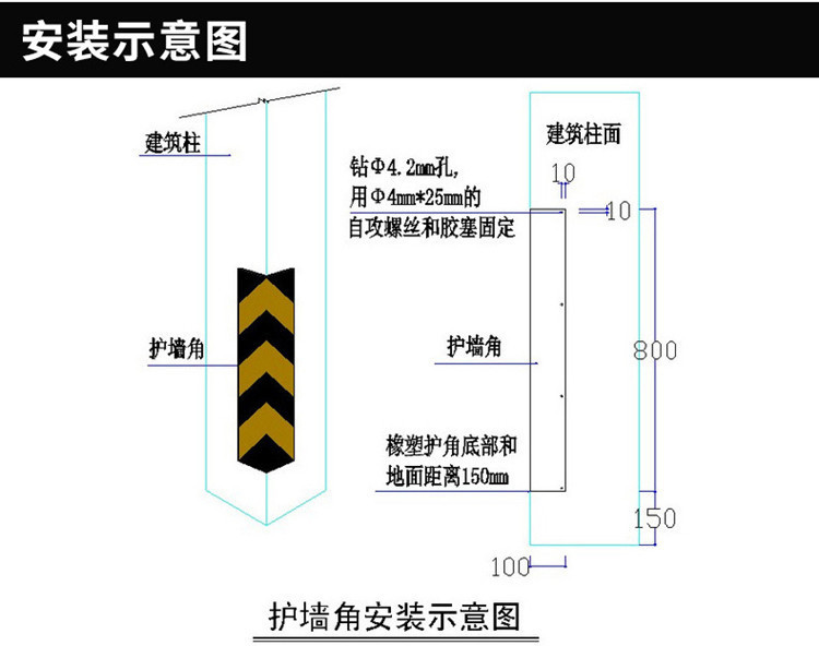 2米橡胶护角 地下车库停车场