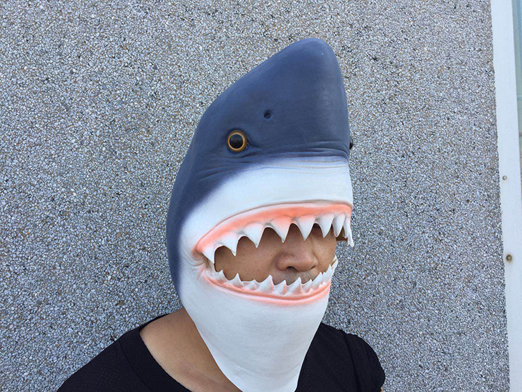 新款疯狂动物城鲨鱼面具 万圣节装扮头套 优质乳胶厂家批发