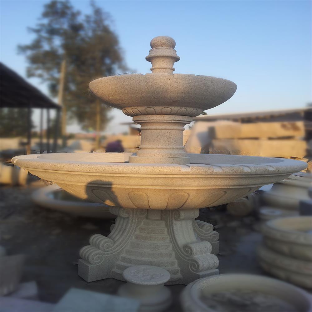 厂家直销中式石雕喷泉 大理石晚霞红喷水池 别墅公园景观摆件