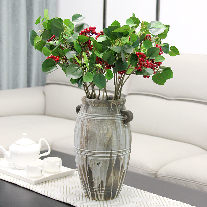 幸福果仿真植物发财果浆果仿真花商场店面装饰相思豆假花盆栽摆件