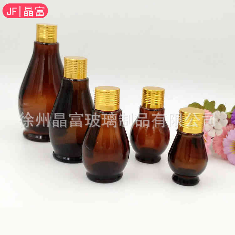 晶富 茶色10ml-100ml双葫芦玻璃瓶 精油瓶 调配瓶药油瓶厂家直供