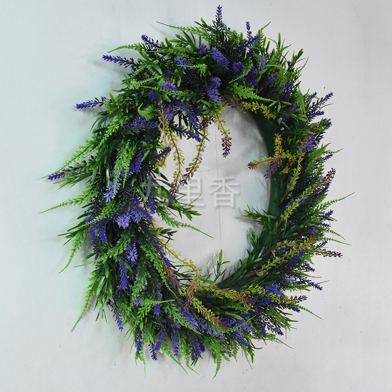 特大号仿真草花环美式薰衣草花婚庆用品挂件橱窗装饰拍摄道具