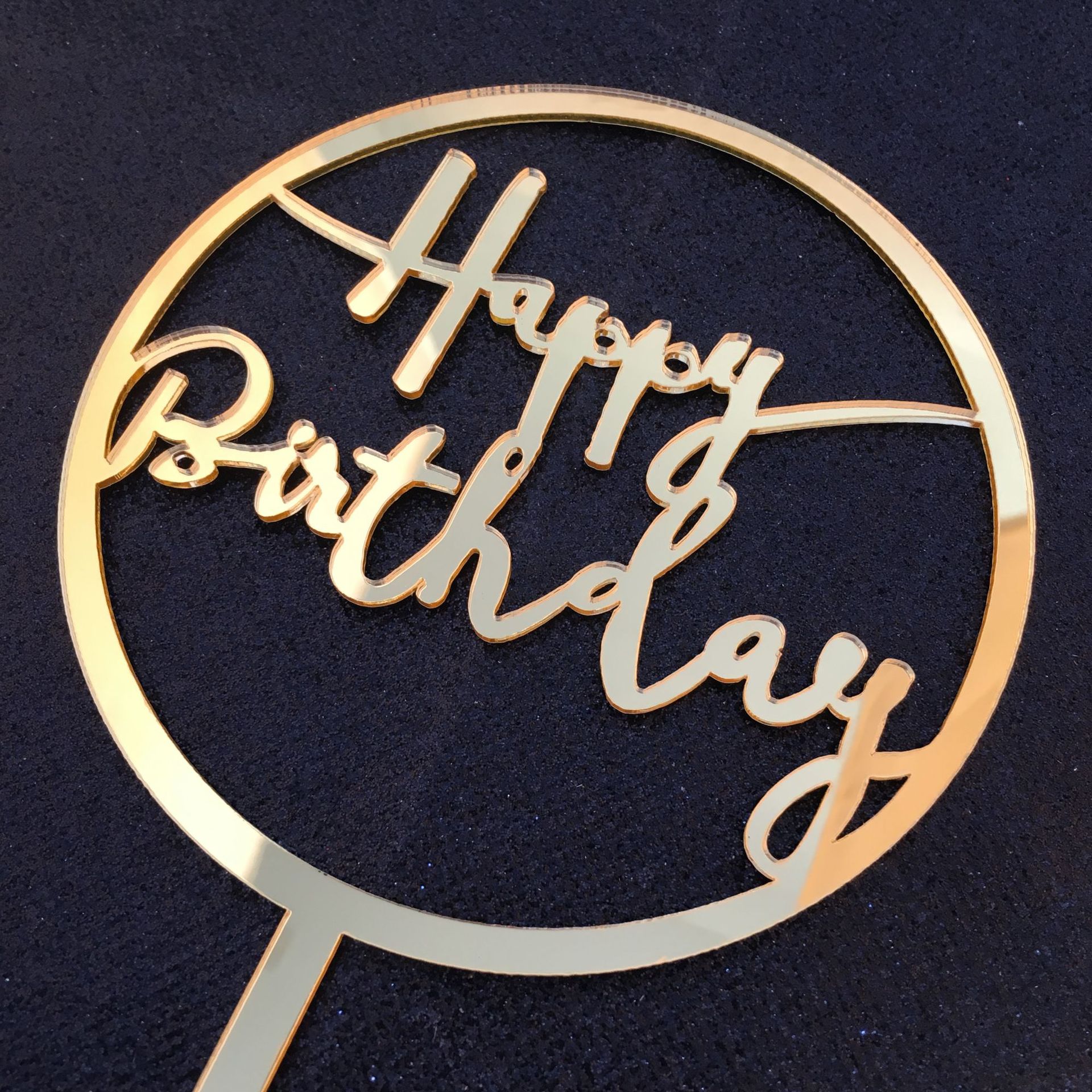 ins风烘焙蛋糕装饰 圆形happy birthday生日快乐亚克力蛋糕插牌