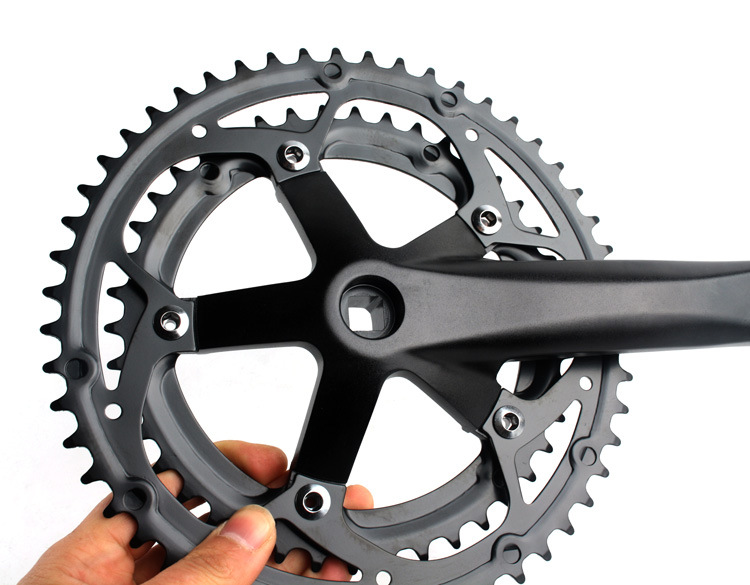 折叠自行车牙盘_qikour2片式 牙盘 自行车方孔 52t42t130bcd