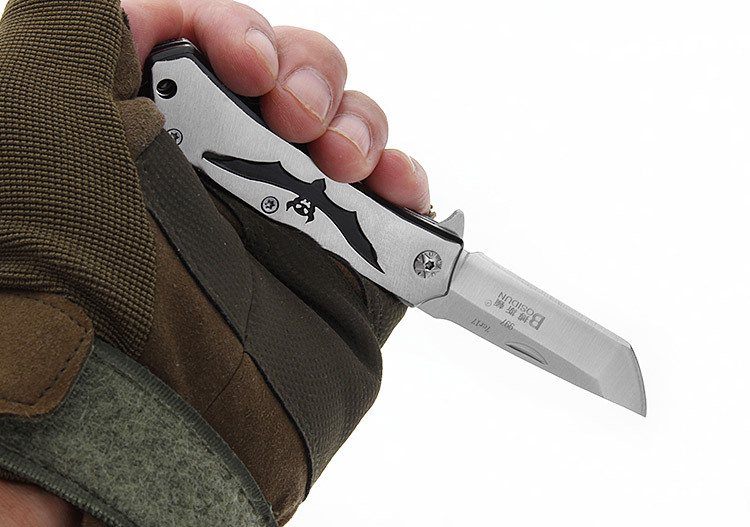 博斯顿7铬17不锈钢水果刀 户外求生折叠刀锋利野营刀具无锁小刀