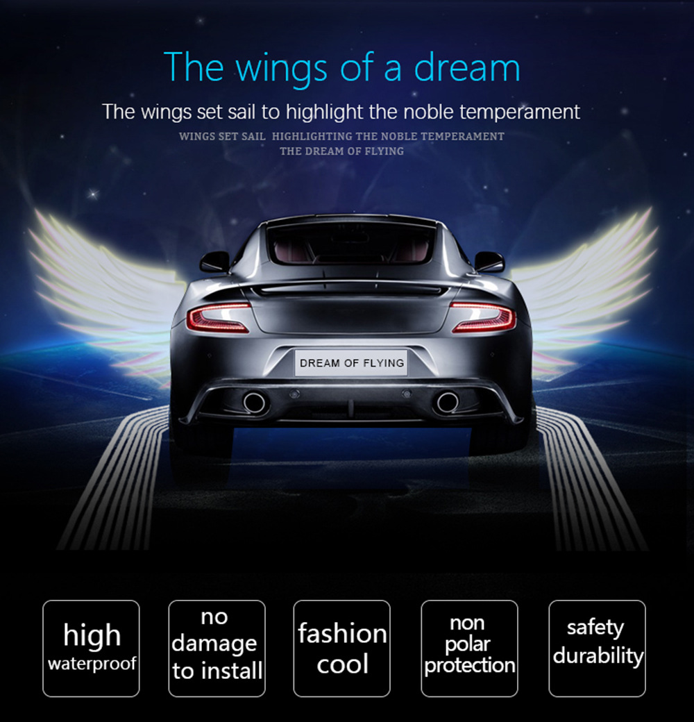 汽车天使之翼迎宾灯通用led地毯底盘灯光毯led镭射投影灯改装