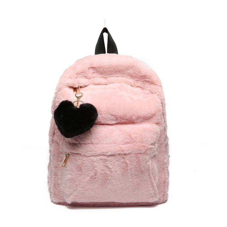 Japanese Cute Girl BF Style Street Shooting Schoolbag High School Student Plush Loving Heart Backpack Soft Girl Partysu Women Bag