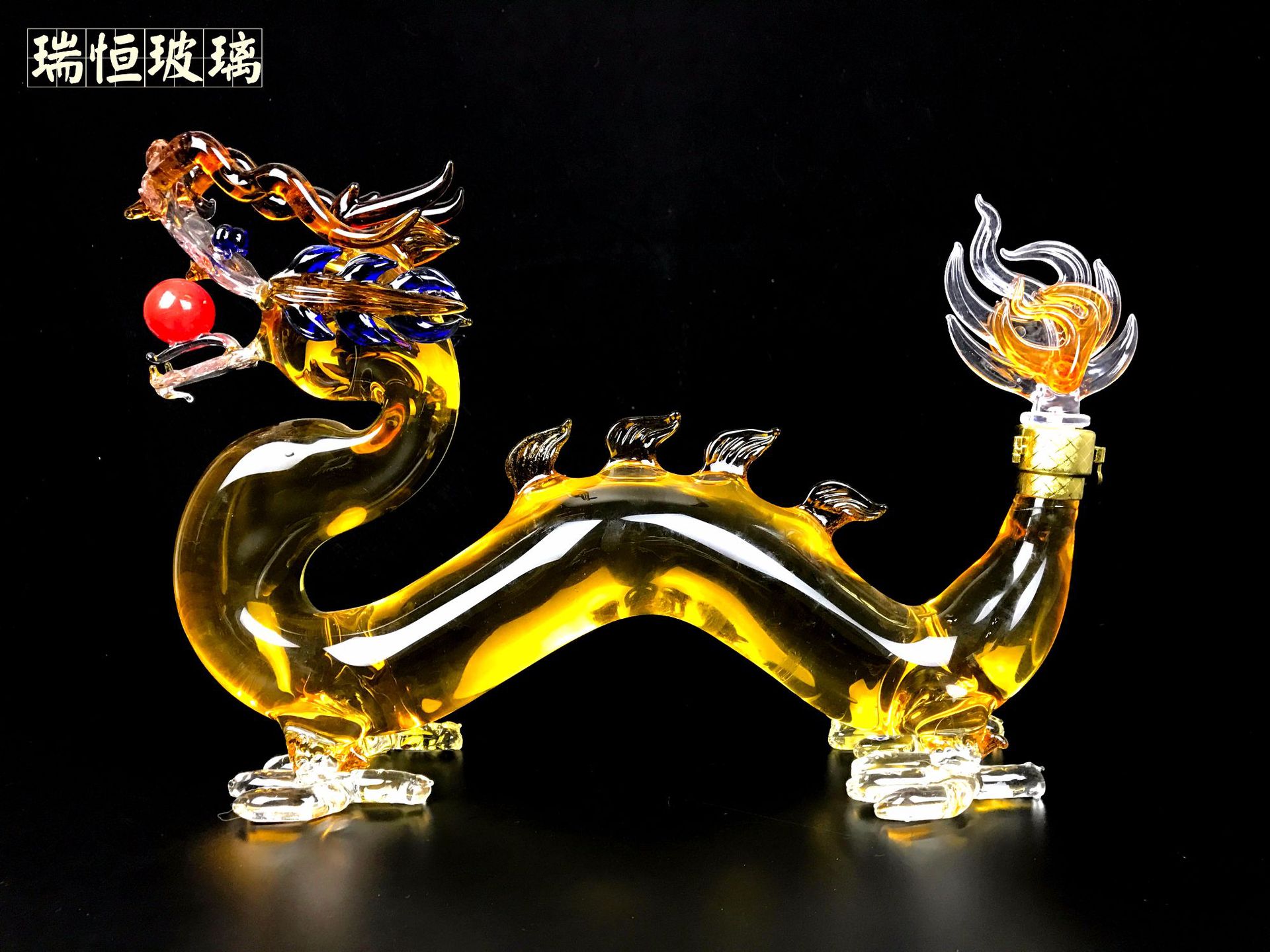 玻璃白酒瓶 髙硼硅玻璃龙型酒瓶 空心龙创意 造型酒瓶 1000ml