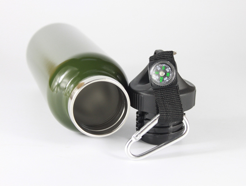 户外军绿色水壶高真空保温杯双层不锈钢军迷水壶运动水杯