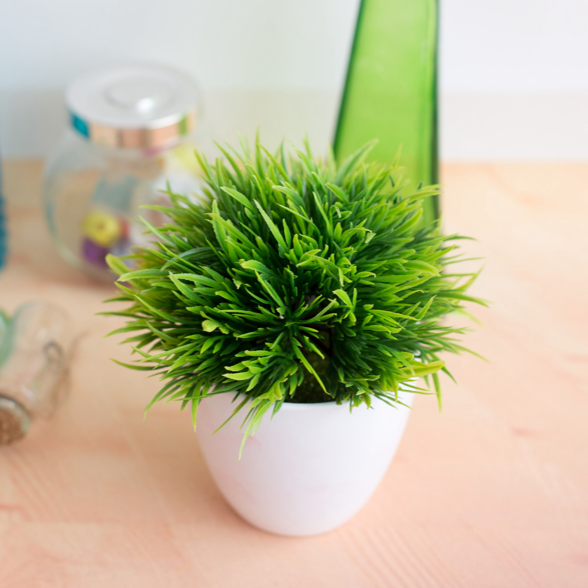 32目凤尾草 盆景仿真植物摆件 花球草球盆栽 家居装饰小摆件