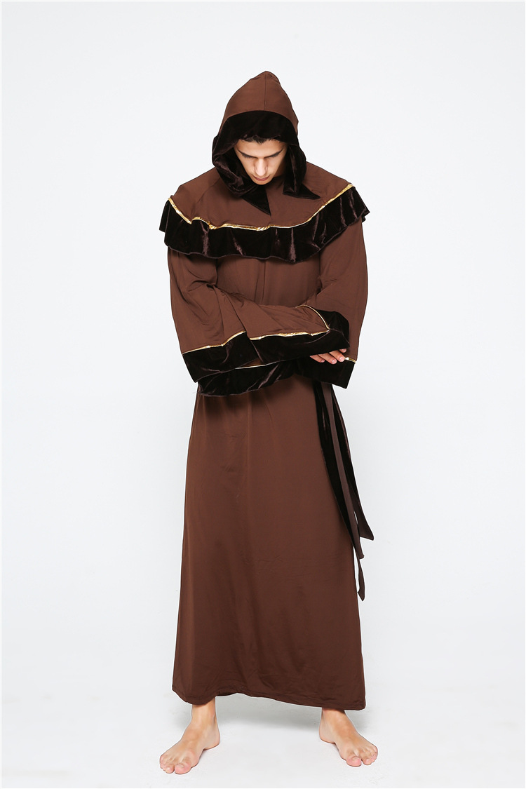 万圣节披风中世纪僧侣修道士巫师袍舞会复活节服装