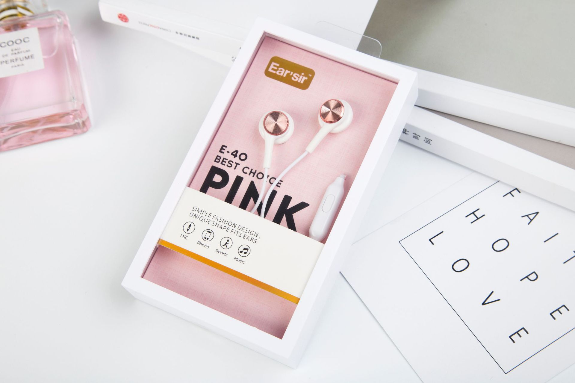 earsir 带麦克风金属亮片入耳式手机耳机 e40