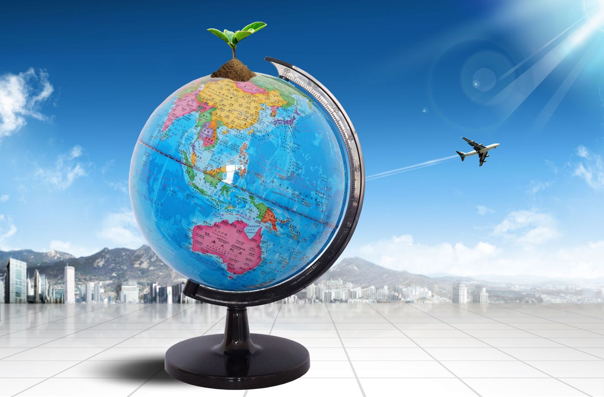 25cm高清地球仪 教学 pvc全塑 多语言可制定 6025