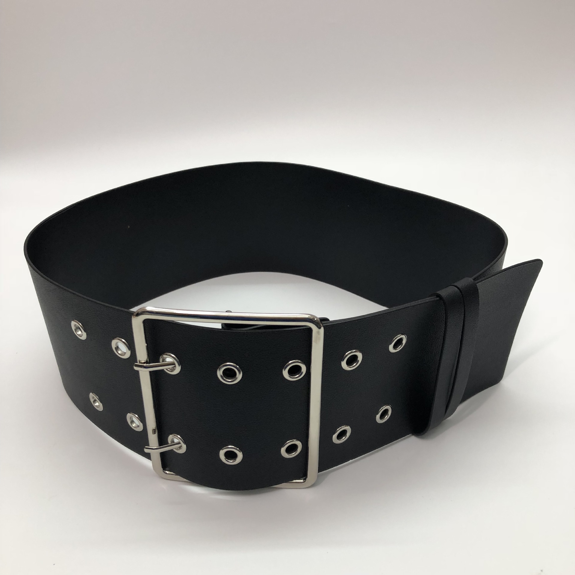 2020新款批发超宽皮带女时尚潮流束腰蛇纹装饰百搭不规则pu皮腰带