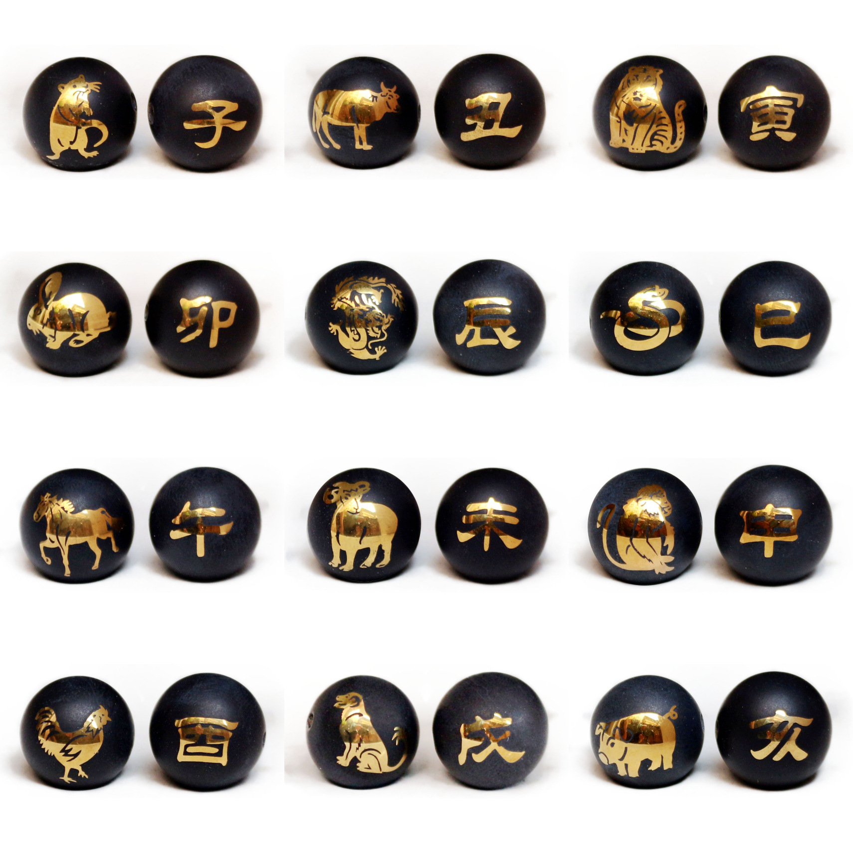 批发天然水晶吊坠配件 十二生肖黑玛瑙手工串珠散珠 diy饰品配件