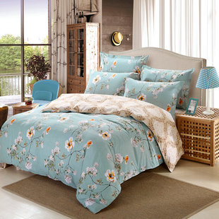 南通家纺100%纯棉印花四件套 床上用品全棉被套床单批发定制团购