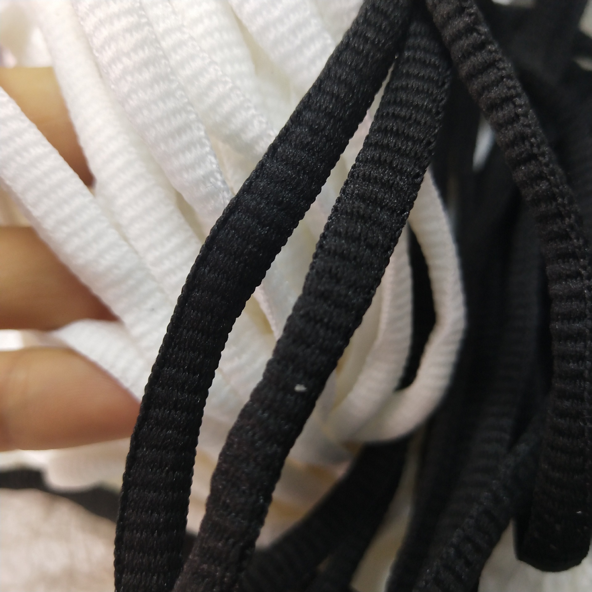 半圆椭圆扁平涤纶束鞋带 厂家直销黑白运动帆布鞋带现货