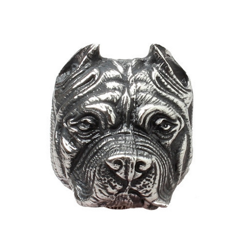 男士霸气狗头戒指饰品批发钛钢小狗不锈钢男人斗牛犬指环厂价直销