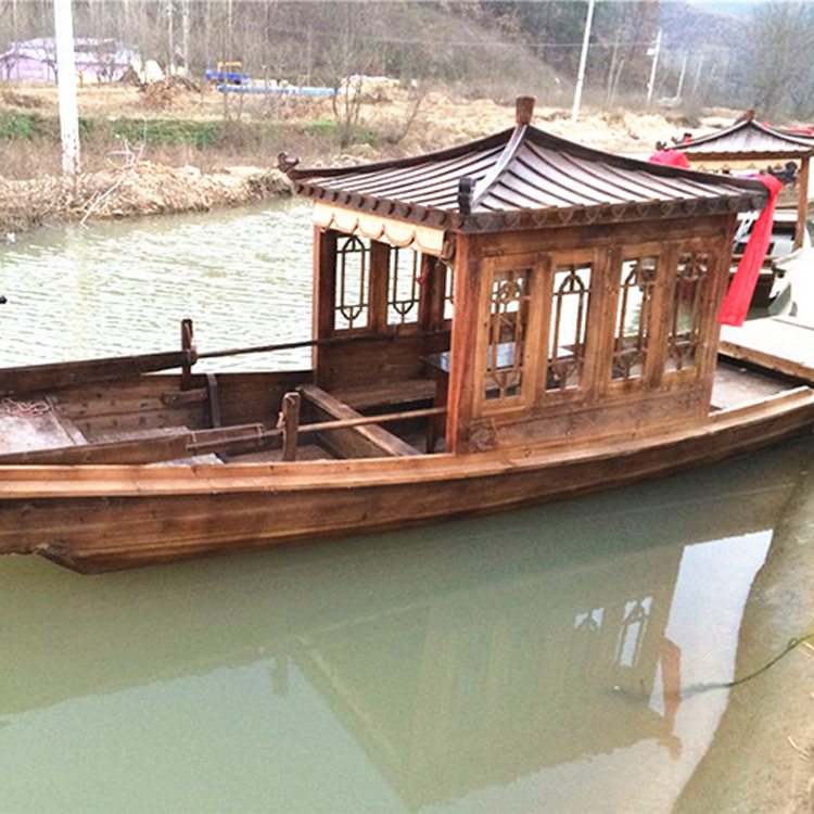 厂家供应 单亭船 单蓬船公园仿古木船电动餐饮画舫单亭船