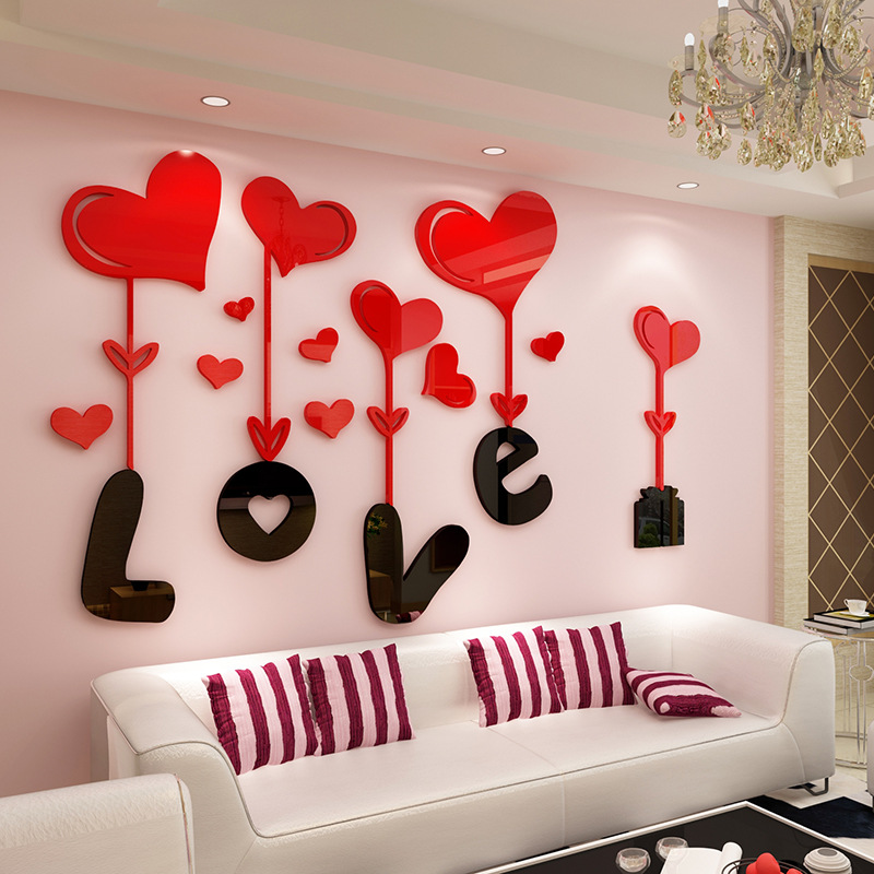 爱心love亚克力3d立体墙贴客厅背景墙贴纸卧室房间床头墙贴画装饰