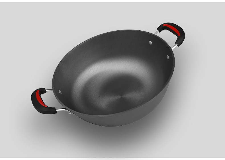 郏县铁锅 厂家批发生铁锅双耳平底炖锅 老式铸铁锅燃气电磁炉适用