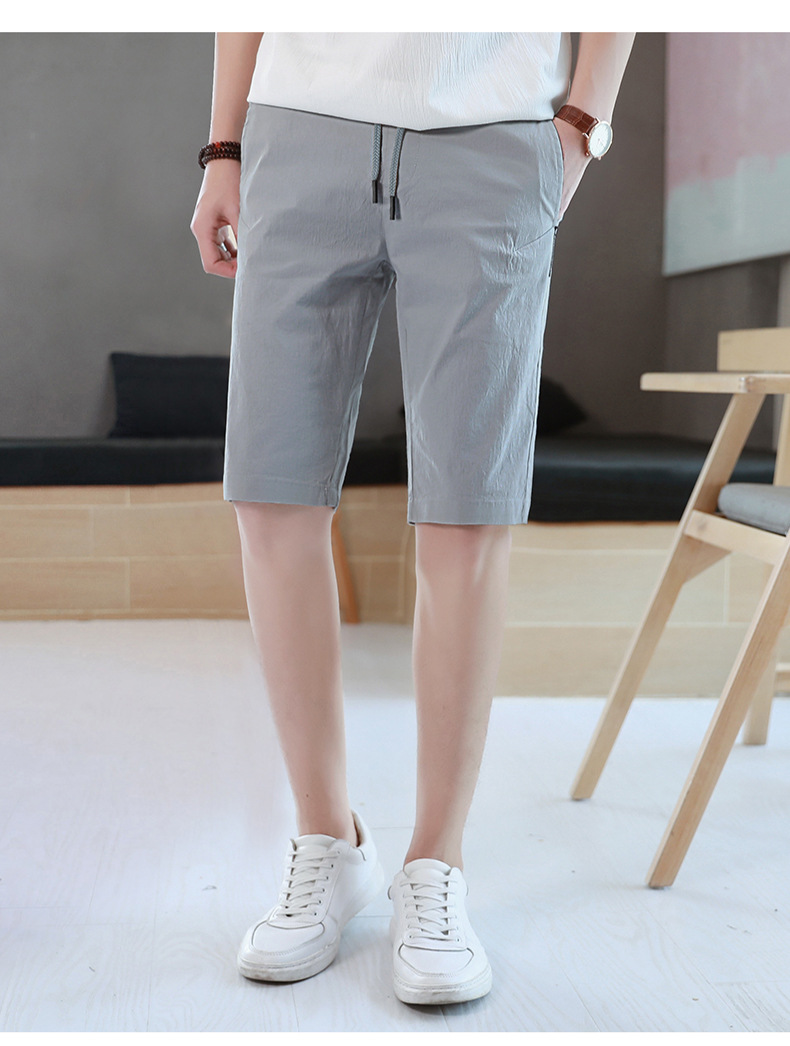书颖男装 男式休闲短裤一件代发2018夏季纯色棉麻沙滩裤男士潮流