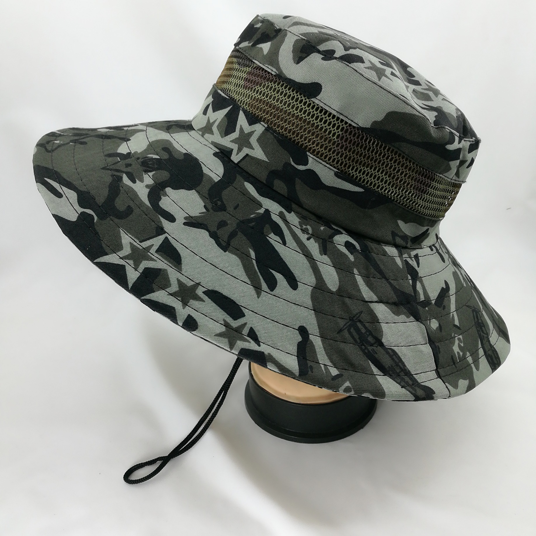 新款迷彩渔夫帽男士钓鱼登山户外盆帽女士遮阳沙滩休闲折叠帽批发
