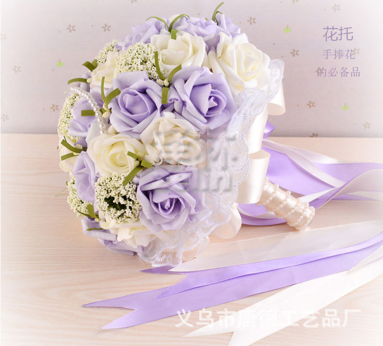 手捧花花托手工插花新娘手捧带泥花托结婚婚庆塑料底座手捧花花托