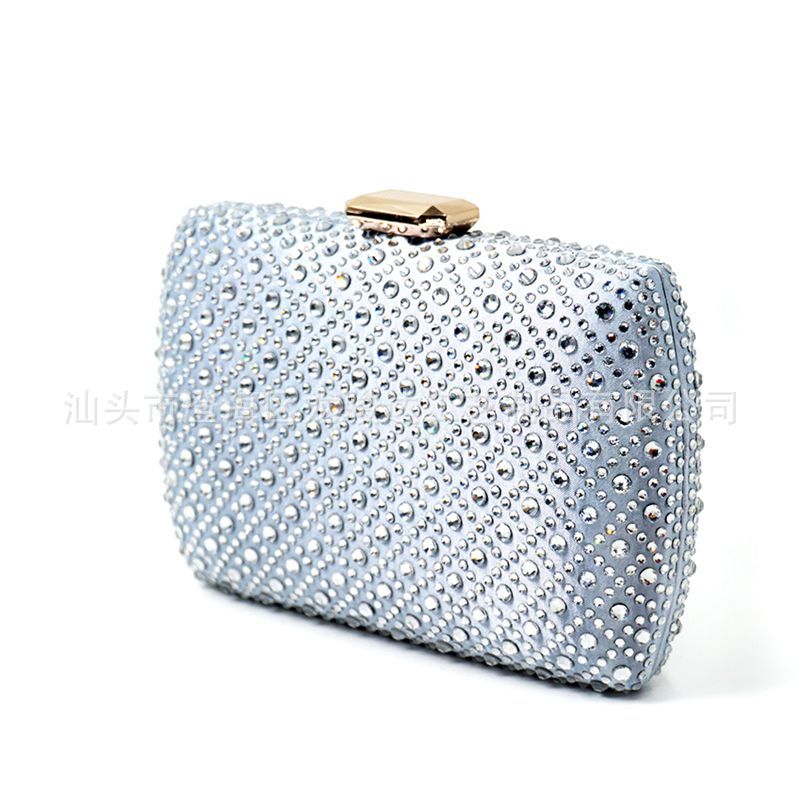 High-End Rhinestone Hand Holding Dinner Bag Diamond-Embedded Evening Bag Bride Dress Garment Bag Clutch Purse One-Shoulder Crossbody