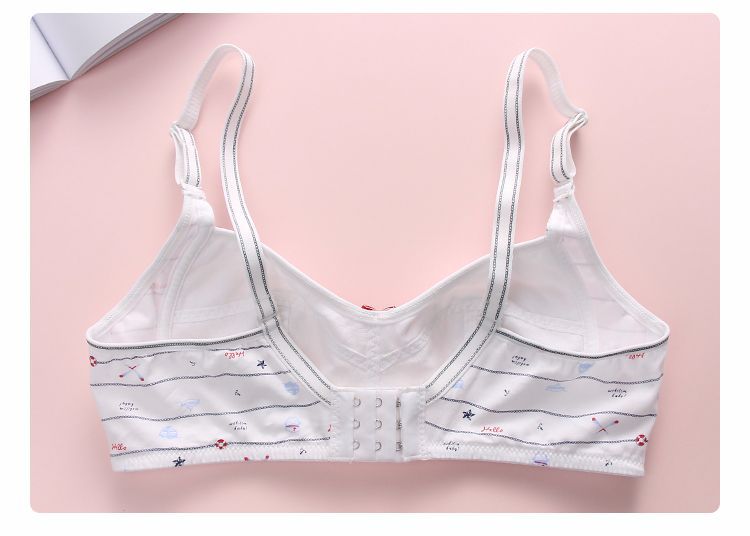 新品 薄杯少女学生发育期文胸 背扣小背心 女大童内衣 海军风
