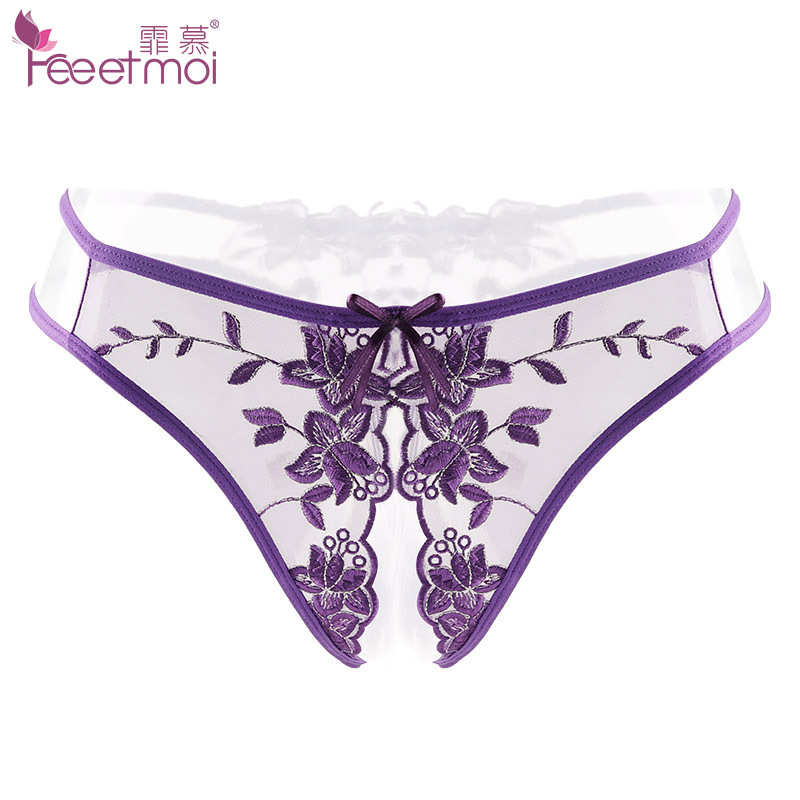 Fee Et Moi Sexy Lingerie Sexy Women's Lace Open Crotch Women's Underwear Mesh Shaping T-Shaped Panties See-through T-Back 7114