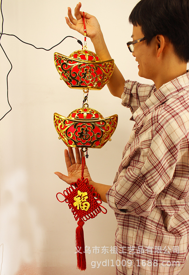 包邮 发光元宝串大双鞭炮串防水led插电发光门口阳台电视机墙装饰