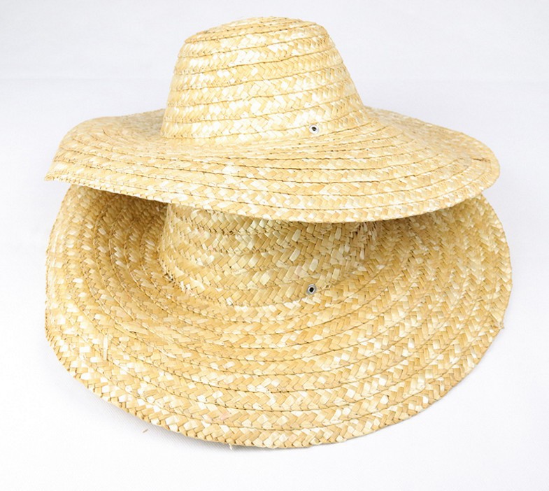 田园草帽 农民工大草帽 防晒遮阳帽 大沿帽原色帽45cm厂家批发