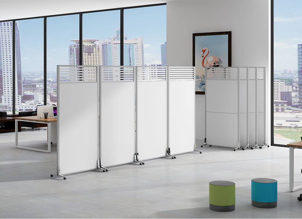 办公室移动屏风隔断简约现代折叠移动屏风活动屏风隔断可折叠推拉