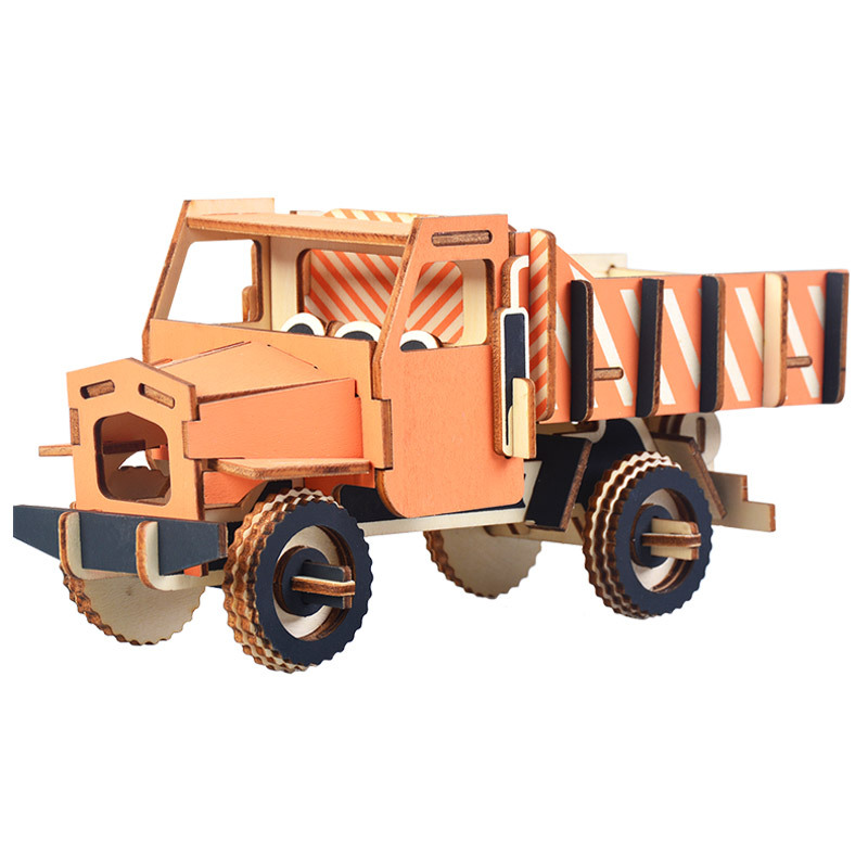 自卸车 木制拼装车模型 立体拼版步骤 diy智力立体拼图儿童玩具