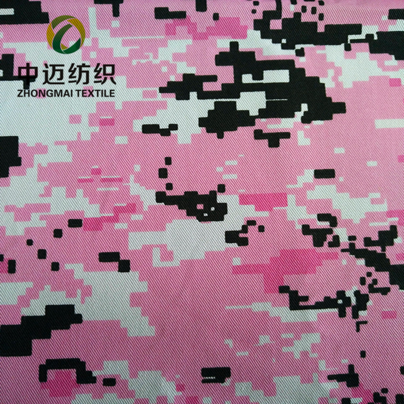 marpat粉色白底迷彩印花布 tc14*12 83*51涤棉270gsm平方克重