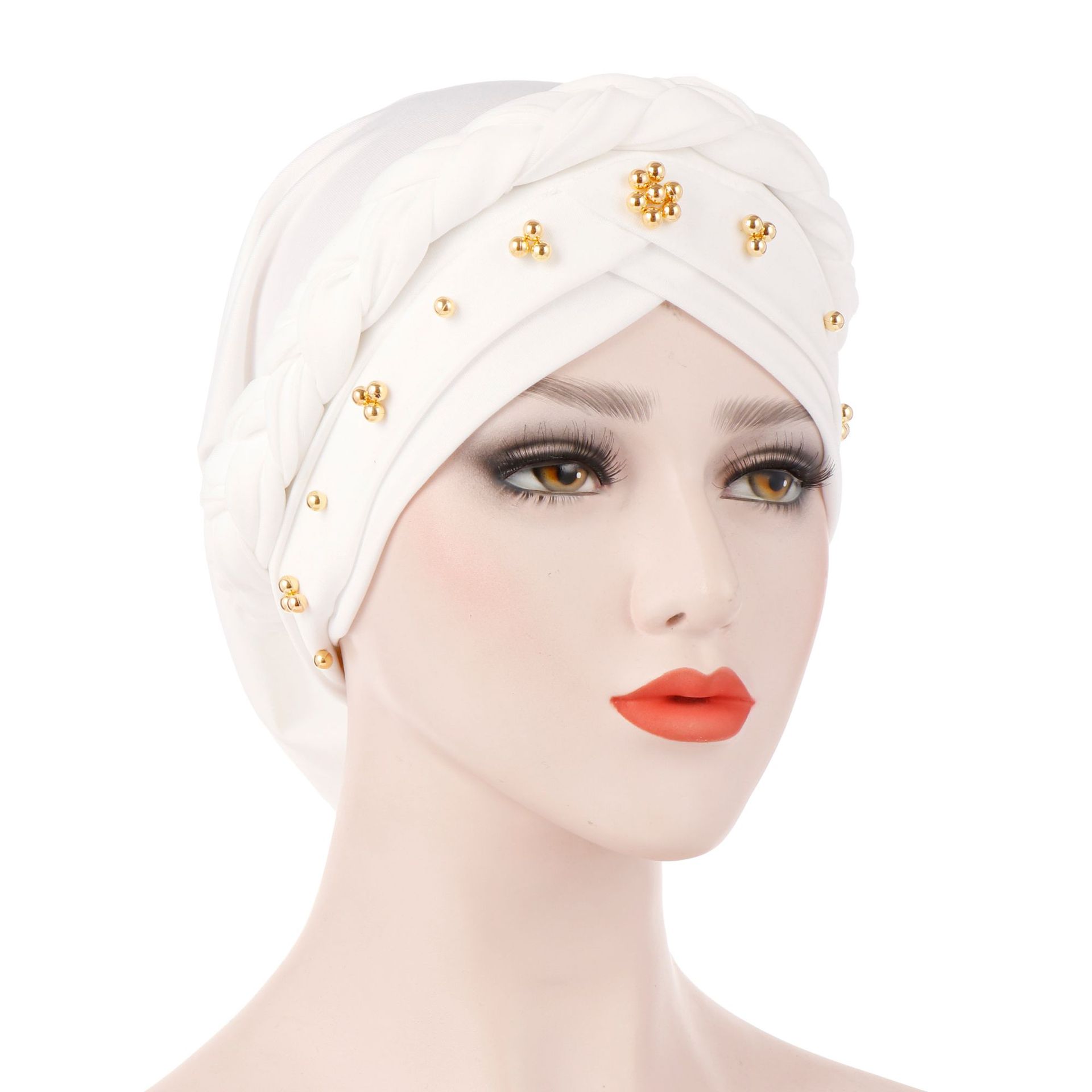 Amazon New European and American Spring and Autumn Toque Milk Silk Monochrome Beaded Whip Tam-O'-Shanter Spot