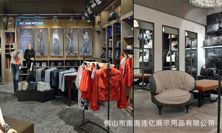 定制服装店靠墙柜木质裤子流水台展台牛仔裤子展示柜格子裤子展架