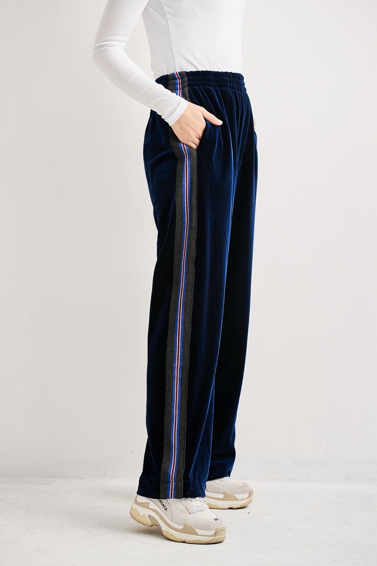 欧美2018秋冬新品天鹅绒显瘦丝绒长款裤子宽松阔腿裤女休闲批发