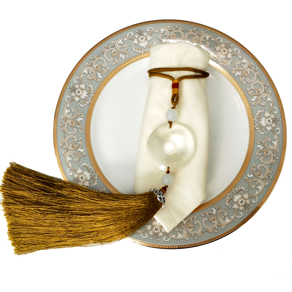 餐巾圈创意餐巾扣 绑绳流苏 高档餐巾扣挂件 新中式软装配饰吊穗