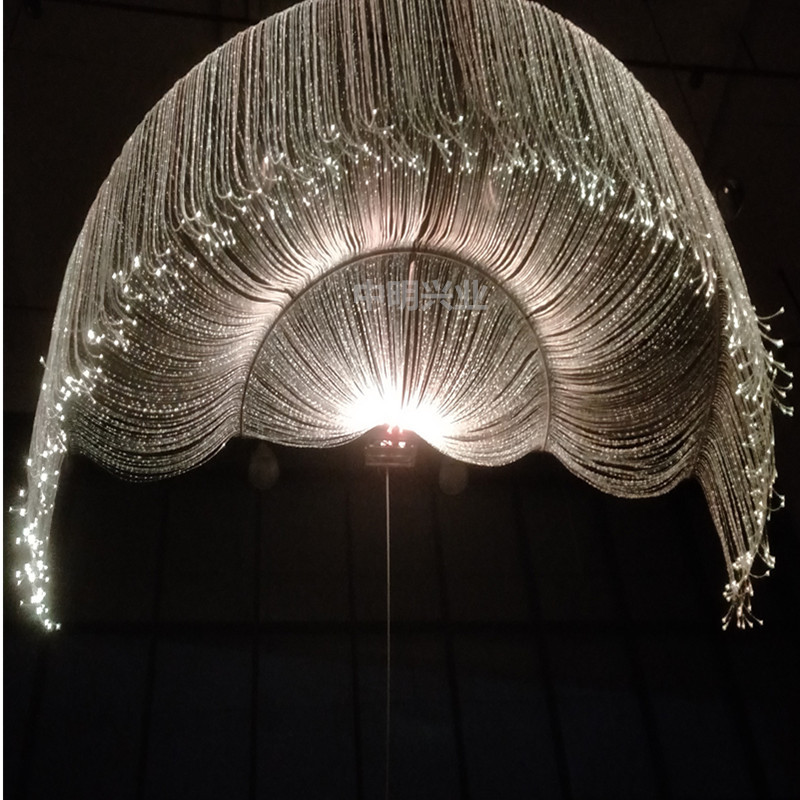 网红七彩变色塑料光导纤维灯 侧发光光纤 通体光纤水母灯水帘光纤